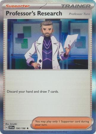 Scarlet & Violet (Base Set) : 190/198 - Professor's Research (Professor Turo) - Holo Rare