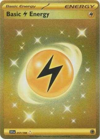 Scarlet & Violet (Base Set) : 257/198 - Basic Lightning Energy - Gold Secret Rare