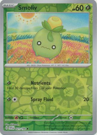 Scarlet & Violet (Base Set) : 021/198 - Smoliv - Common Reverse Holo