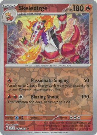 Scarlet & Violet (Base Set) : 038/198 - Skeledirge - Holo Rare Reverse Holo