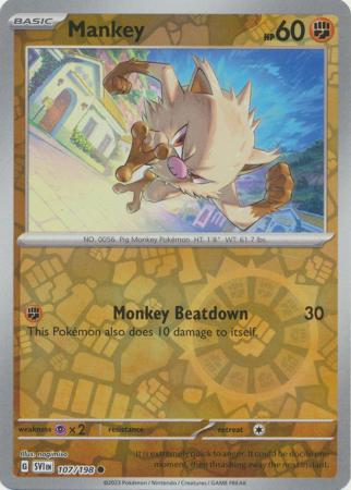 Scarlet & Violet (Base Set) : 107/198 - Mankey - Common Reverse Holo