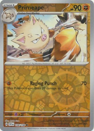 Scarlet & Violet (Base Set) : 108/198 - Primeape - Common Reverse Holo