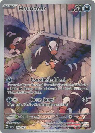 Scarlet & Violet: Obsidian Flames Singles: 204/197 - Houndour - Illustration Rare