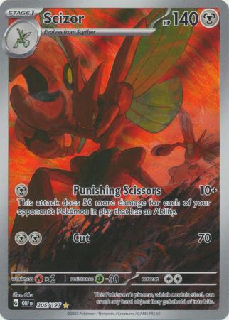 Scarlet & Violet: Obsidian Flames Singles: 205/197 - Scizor - Illustration Rare