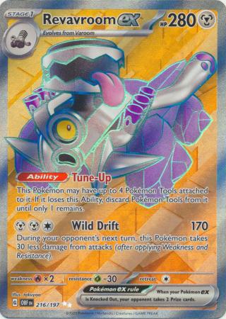 Scarlet & Violet: Obsidian Flames Singles: 216/197 - Revavroom ex - Full Art Secret Rare