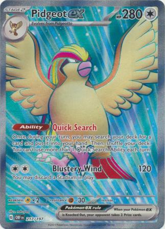Scarlet & Violet: Obsidian Flames Singles: 217/197 - Pidgeot ex - Full Art Secret Rare