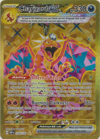 Scarlet & Violet: Obsidian Flames Singles: 228/197 - Charizard ex - Gold Secret Rare