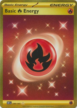 Scarlet & Violet: Obsidian Flames Singles: 230/197 - Fire Energy - Gold Secret Rare