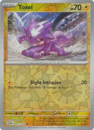 Scarlet & Violet: Obsidian Flames Reverse Holo Singles :   071/197 - Toxel - Common Reverse Holo