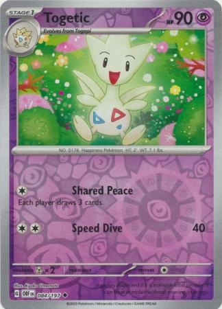 Scarlet & Violet: Obsidian Flames Reverse Holo Singles : 084/197 - Togetic -  Uncommon Reverse Holo