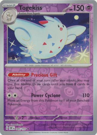Scarlet & Violet: Obsidian Flames Reverse Holo Singles :  085/197 - Togekiss -  Holo Rare Reverse Holo
