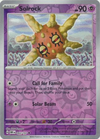 Scarlet & Violet: Obsidian Flames Reverse Holo Singles : 093/197 - Solrock -  Uncommon Reverse Holo