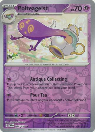 Scarlet & Violet: Obsidian Flames Reverse Holo Singles :  098/197 - Polteageist - Uncommon Reverse Holo