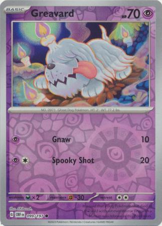 Scarlet & Violet: Obsidian Flames Reverse Holo Singles : 099/197 - Greavard -  Common Reverse Holo
