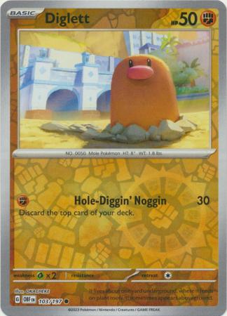 Scarlet & Violet: Obsidian Flames Reverse Holo Singles :  103/197 - Diglett - Common Reverse Holo