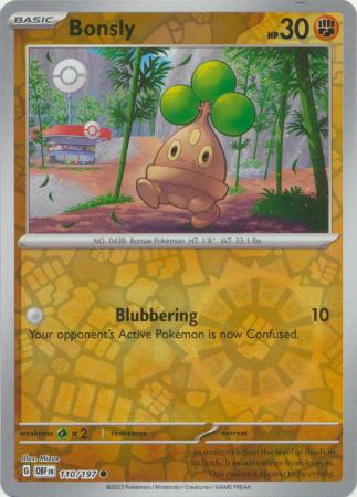 Scarlet & Violet: Obsidian Flames Reverse Holo Singles : 110/197 -  Bonsly - Common Reverse Holo