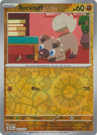 Scarlet & Violet: Obsidian Flames Reverse Holo Singles : 116/197 - Rockruff - Common Reverse Holo