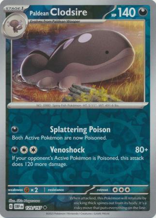 Scarlet & Violet: Obsidian Flames Reverse Holo Singles : 129/197 - Paldean Clodsire -  Uncommon Reverse Holo