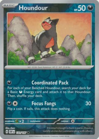 Scarlet & Violet: Obsidian Flames Reverse Holo Singles :  131/197 - Houndour - Common Reverse Holo