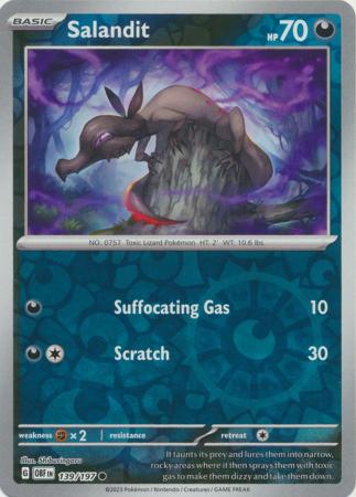Scarlet & Violet: Obsidian Flames Reverse Holo Singles : 139/197 - Salandit -  Common Reverse Holo