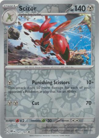Scarlet & Violet: Obsidian Flames Reverse Holo Singles : 141/197 - Scizor - Holo Rare Reverse Holo