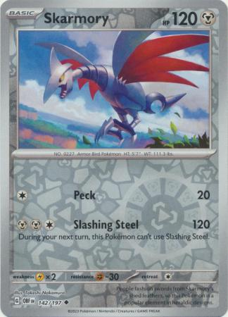 Scarlet & Violet: Obsidian Flames Reverse Holo Singles : 142/197 - Skarmory - Uncommon Reverse Holo