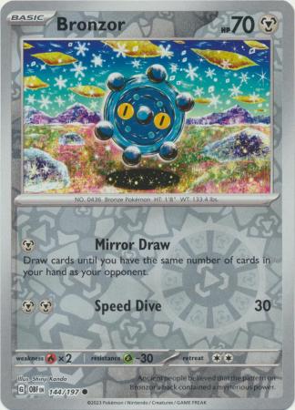 Scarlet & Violet: Obsidian Flames Reverse Holo Singles : 144/197 - Bronzor - Common Reverse Holo