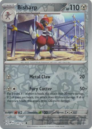 Scarlet & Violet: Obsidian Flames Reverse Holo Singles : 149/197 - Bisharp - Common Reverse Holo