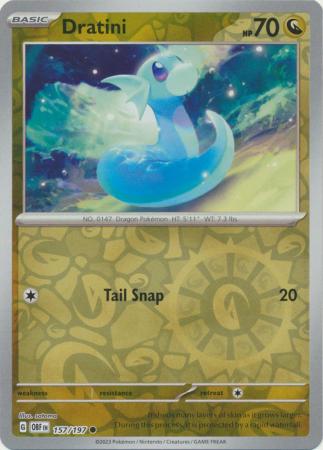 Scarlet & Violet: Obsidian Flames Reverse Holo Singles : 157/197 -  Dratini - Common Reverse Holo