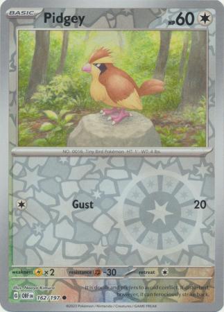 Scarlet & Violet: Obsidian Flames Reverse Holo Singles : 162/197 - Pidgey - Common Reverse Holo