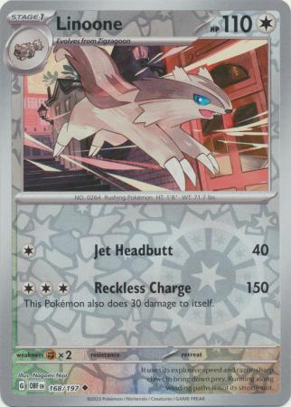 Scarlet & Violet: Obsidian Flames Reverse Holo Singles : 168/197 - Linoone -  Uncommon Reverse Holo