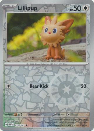 Scarlet & Violet: Obsidian Flames Reverse Holo Singles :  170/197 - Lillipup - Common Reverse Holo