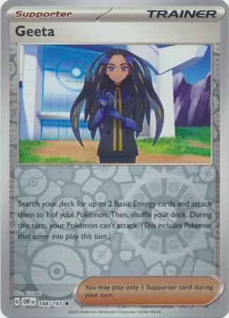 Scarlet & Violet: Obsidian Flames Reverse Holo Singles : 188/197 - Geeta -  Holo Rare Reverse Holo