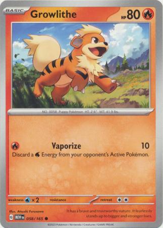 Scarlet & Violet 151 Singles :   058/165 - Growlithe - Common
