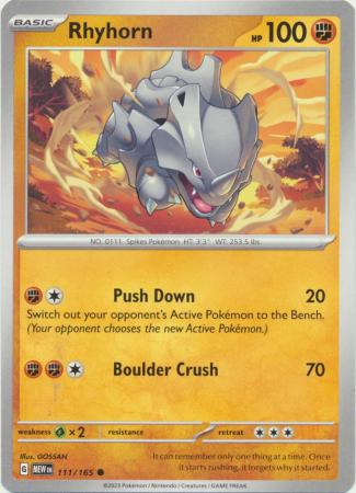 Scarlet & Violet 151 Singles :  111/165 - Rhyhorn - Common