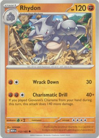 Scarlet & Violet 151 Singles : 112/165 - Rhydon - Uncommon