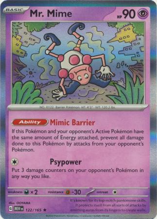 Scarlet & Violet 151 Singles : 122/165 - Mr. Mime - Holo Rare