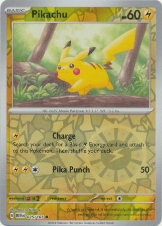 Scarlet & Violet 151 Reverse Holo Singles :  025/165 -Pikachu - Common Reverse Holo