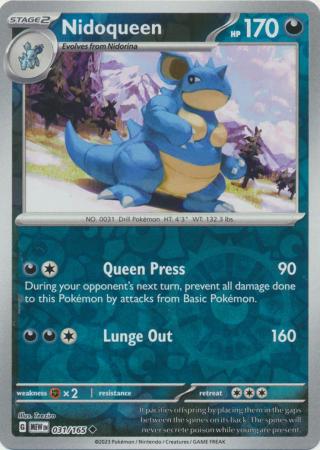 Scarlet & Violet 151 Reverse Holo Singles : 031/165 - Nidoqueen - Uncommon Reverse Holo
