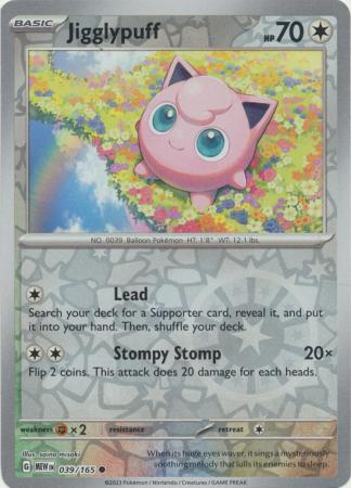 Scarlet & Violet 151 Reverse Holo Singles : 039/165 - Jigglypuff - Common Reverse Holo