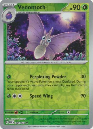 Scarlet & Violet 151 Reverse Holo Singles :  049/165 - Venomoth - Uncommon Reverse Holo