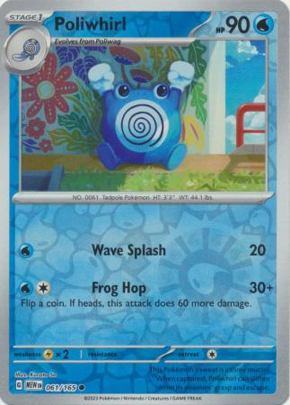 Scarlet & Violet 151 Reverse Holo Singles : 061/165 - Poliwhirl -  Common Reverse Holo