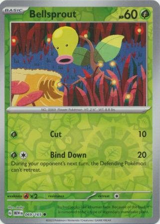 Scarlet & Violet 151 Reverse Holo Singles :  069/165 -  Bellsprout - Common Reverse Holo