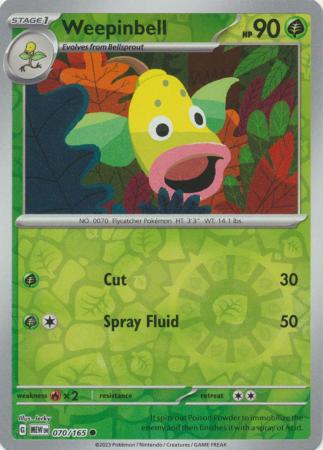 Scarlet & Violet 151 Reverse Holo Singles : 070/165 - Weepinbell - Common Reverse Holo