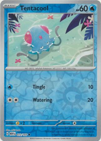 Scarlet & Violet 151 Reverse Holo Singles : 072/165 - Tentacool -  Common Reverse Holo