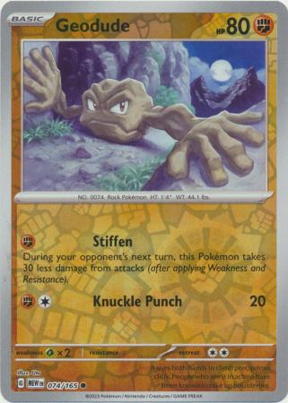 Scarlet & Violet 151 Reverse Holo Singles :   074/165 -  Geodude - Common Reverse Holo