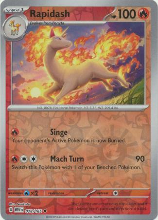 Scarlet & Violet 151 Reverse Holo Singles : 078/165 - Rapidash -  Uncommon Reverse Holo
