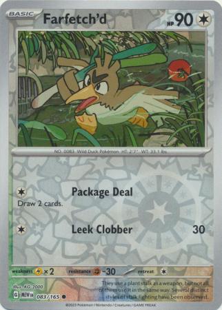 Scarlet & Violet 151 Reverse Holo Singles : 083/165 - Farfetch'd -  Common Reverse Holo