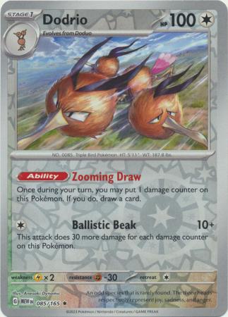 Scarlet & Violet 151 Reverse Holo Singles : 085/165 -Dodrio -  Holo Rare Reverse Holo