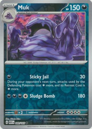 Scarlet & Violet 151 Reverse Holo Singles : 089/165 - Muk -  Uncommon Reverse Holo